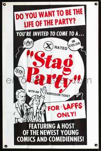 t583 STAG PARTY one-sheet movie poster '64 become the life of the party, for laffs only!