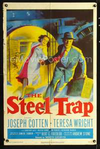 t591 STEEL TRAP one-sheet movie poster '52 Joseph Cotton & Teresa Wright stole a million dollars!