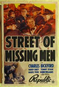t595 STREET OF MISSING MEN one-sheet movie poster '39 Charles Bickford, cool artwork!