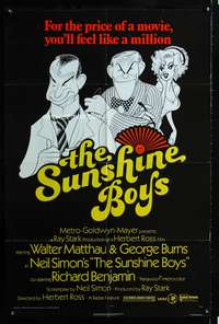t600 SUNSHINE BOYS one-sheet movie poster '75 great Al Hirschfeld art of three stars!