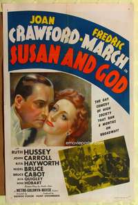 t603 SUSAN & GOD style D one-sheet poster '40 religious Joan Crawford, Fredric March, stone litho!