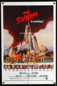 t604 SWARM style B one-sheet movie poster '78 Irwin Allen, art of killer bee attack by C.W. Taylor!