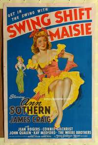 t606 SWING SHIFT MAISIE one-sheet movie poster '43 sexy stone litho art of Ann Sothern!