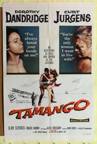 t611 TAMANGO one-sheet movie poster '59 Dorothy Dandridge, Curt Jurgens, interracial romance!