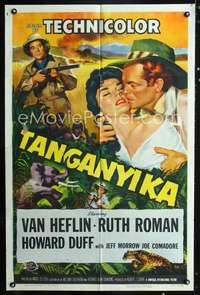 t613 TANGANYIKA one-sheet movie poster '54 Van Heflin, Ruth Roman, hunting in Africa!