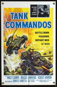 t615 TANK COMMANDOS one-sheet movie poster '59 AIP, cool tank art image!