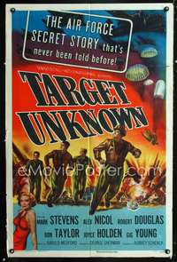 t616 TARGET UNKNOWN one-sheet movie poster '51 untold United States Air Force secret story!
