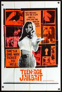 t619 TEEN-AGE JAILBAIT one-sheet movie poster '70 she's a one-way ticket to HELL!