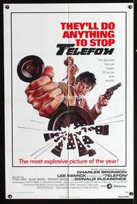 t621 TELEFON one-sheet movie poster '77 they'll do anything to stop Charles Bronson!