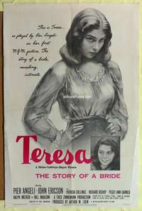 t623 TERESA one-sheet movie poster '51 young sexy Pier Angeli, Fred Zinnemann