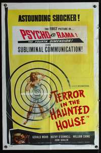 t624 TERROR IN THE HAUNTED HOUSE one-sheet movie poster '58 shocker in Psychorama!