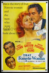t626 THAT FORSYTE WOMAN one-sheet movie poster '49 Errol Flynn, Greer Garson, Walter Pidgeon