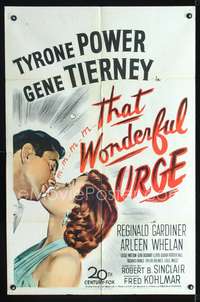 t629 THAT WONDERFUL URGE one-sheet movie poster '49 Tyrone Power loves Gene Tierney!