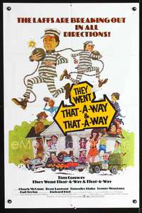 t632 THEY WENT THAT-A-WAY one-sheet movie poster '78 prisoner Tim Conway, wacky artwork!