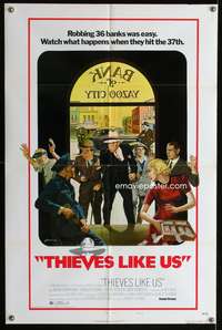 t633 THIEVES LIKE US style B one-sheet movie poster '74 Robert Altman, Keith Carradine, Gross art!