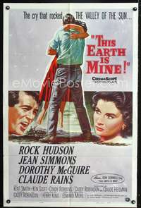 t635 THIS EARTH IS MINE one-sheet movie poster '59 farmer Rock Hudson, Jean Simmons
