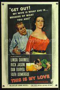 t636 THIS IS MY LOVE one-sheet movie poster '54 Linda Darnell, Dan Duryea