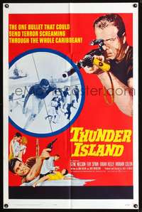 t650 THUNDER ISLAND one-sheet movie poster '63 written by Jack Nicholson, cool sniper image!