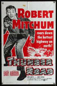 t651 THUNDER ROAD one-sheet movie poster R62 Robert Mitchum roars down the hottest highway on Earth!