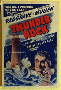 t652 THUNDER ROCK one-sheet movie poster '44 Michael Redgrave, Roy Boulting, lighthouse artwork!