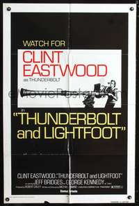 t654 THUNDERBOLT & LIGHTFOOT advance one-sheet movie poster '74 Clint Eastwood with HUGE gun!