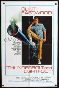 t655 THUNDERBOLT & LIGHTFOOT style C one-sheet poster '74 artwork of Clint Eastwood with HUGE gun!