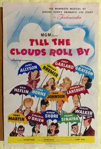 t661 TILL THE CLOUDS ROLL BY style D one-sheet '46 great artwork of all stars by Al Hirschfeld!