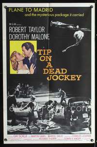 t662 TIP ON A DEAD JOCKEY one-sheet poster '57 Robert Taylor, Dorothy Malone, horse race crime!