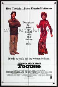 t666 TOOTSIE int'l one-sheet movie poster '82 Dustin Hoffman as himself and in drag!
