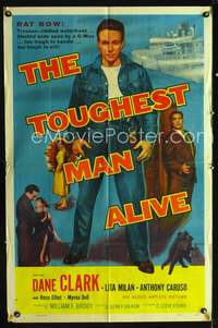 t671 TOUGHEST MAN ALIVE one-sheet movie poster '55 Dane Clark is too tough to handle!