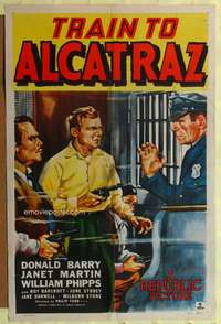 t676 TRAIN TO ALCATRAZ one-sheet movie poster '48 cool art of Don Red Barry in prison!