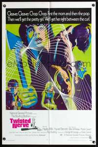 t686 TWISTED NERVE int'l one-sheet movie poster '69 Hayley Mills, psychedelic horror artwork!