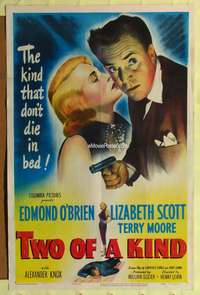 t689 TWO OF A KIND one-sheet movie poster '51 Lizabeth Scott, Edmond O'Brien, film noir!