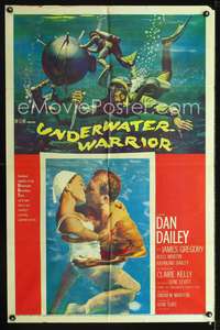 t693 UNDERWATER WARRIOR one-sheet movie poster '58 demolition scuba diver Dan Dailey, Claire Kelly