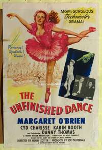 t694 UNFINISHED DANCE one-sheet movie poster '47 pretty ballerina Margaret O'Brien, Cyd Charisse