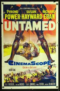 t699 UNTAMED one-sheet movie poster '55 Tyrone Power & Susan Hayward in Africa!