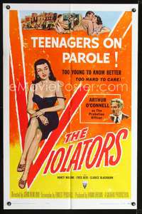 t709 VIOLATORS one-sheet movie poster '57 Reynold Brown art of teenagers on parole!