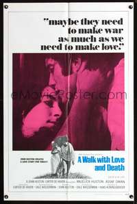 t710 WALK WITH LOVE & DEATH int'l one-sheet movie poster '69 John Huston, Anjelica Huston