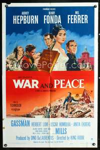 t713 WAR & PEACE one-sheet movie poster '56 Audrey Hepburn, Henry Fonda, Leo Tolstoy