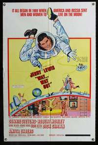 t716 WAY WAY OUT one-sheet movie poster '66 astronaut Jerry Lewis, Connie Stevens