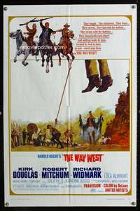 t718 WAY WEST style B one-sheet poster '67 Kirk Douglas, Robert Mitchum, Harold Hecht western epic!