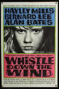 t739 WHISTLE DOWN THE WIND style A one-sheet movie poster '62 intense Hayley Mills close up!