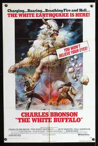 t742 WHITE BUFFALO one-sheet movie poster '77 Charles Bronson, exotic Boris Vallejo artwork!