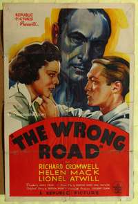 t784 WRONG ROAD one-sheet movie poster '37 Richard Cromwell, Helen Mack, Lionel Atwill
