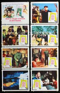 v231 GUNS OF NAVARONE 8 movie lobby cards '61 Greg Peck, Niven, Quinn