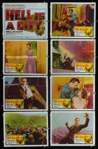 v249 HELL IS A CITY 8 movie lobby cards '60 Stanley Baker, English!