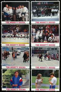 v367 MIGHTY DUCKS 8 movie lobby cards '92 Emilio Estevez, ice hockey!