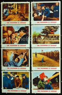 v444 PASSWORD IS COURAGE 8 movie lobby cards '63 Dirk Bogarde, WWII