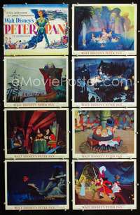 v446 PETER PAN 8 movie lobby cards '53 Walt Disney fantasy classic!