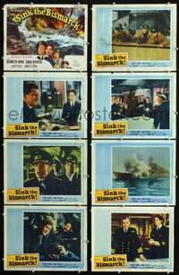 v503 SINK THE BISMARCK 8 movie lobby cards '60 Kenneth More, WWII!